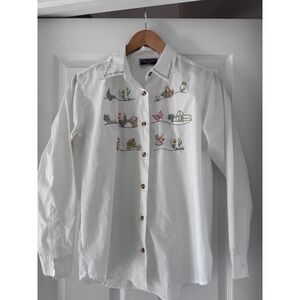 Cottagecore Button‎ Down Garden Themed Blouse Womens